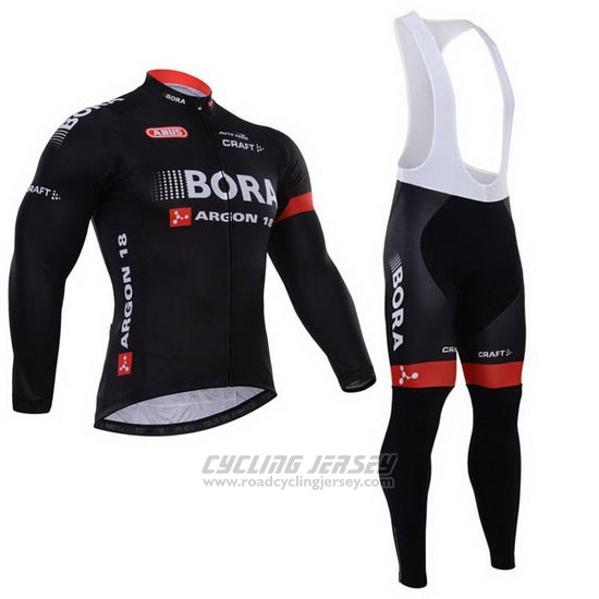 2015 Cycling Jersey Bora Black Long Sleeve and Bib Tight